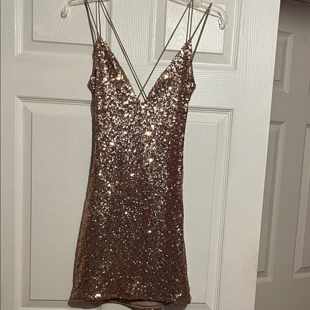 Pitaya Gold Sequin Mini Dress